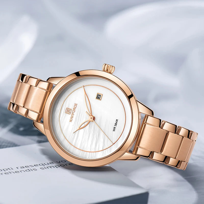 Luxury Brand NAVIFORCE Rose Gold Watches For Women Quartz Wrist watch Fashion Ladies Bracelet