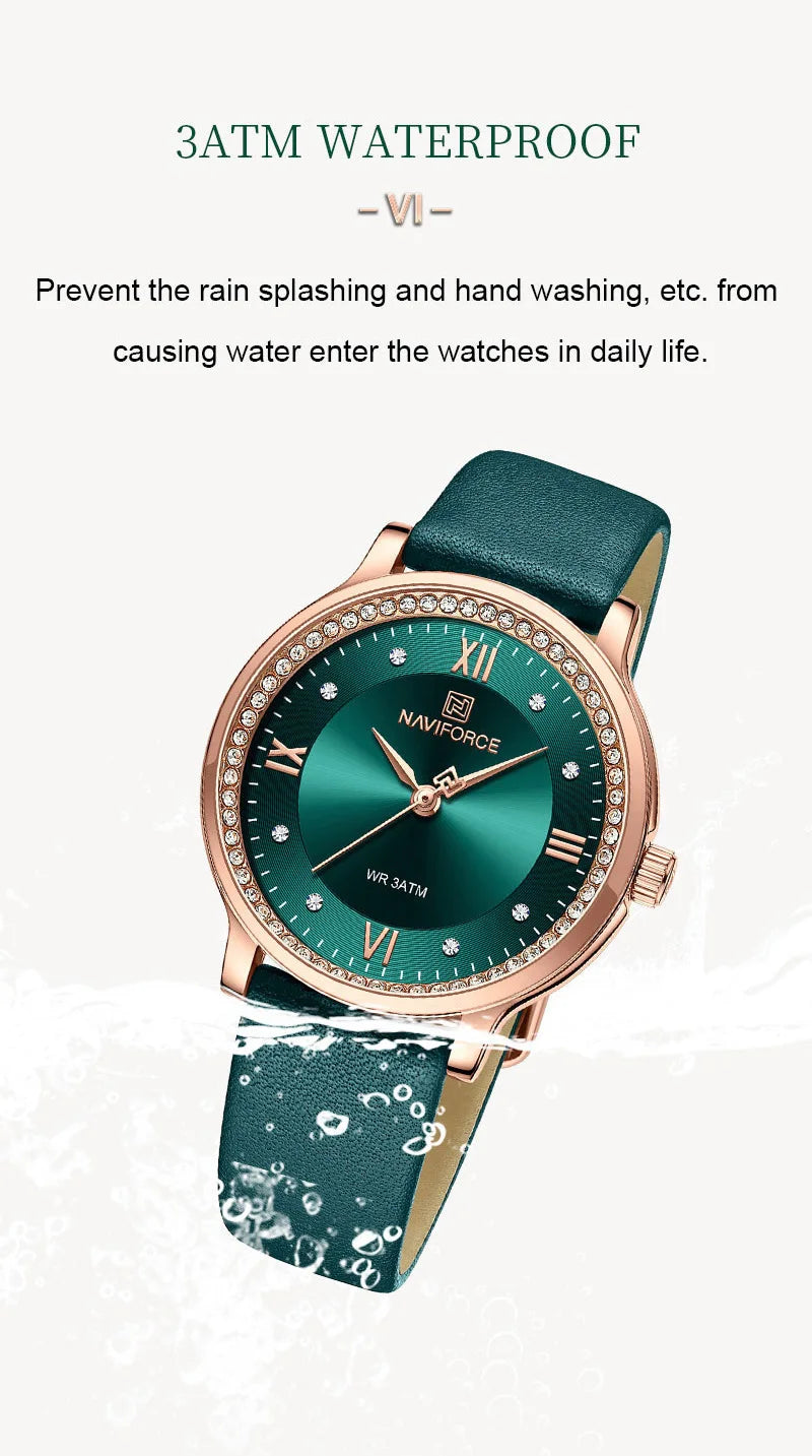 NAVIFORCE New Design High Quality Women Dress Watch Female Leather Wristwatch Waterproof Fashion