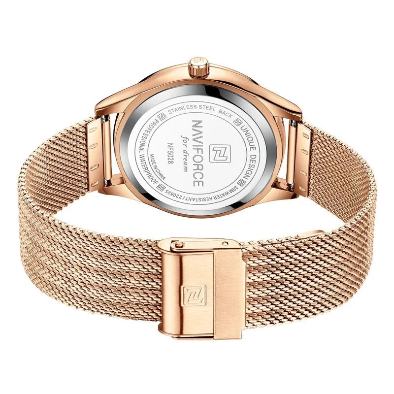 NAVIFORCE Luxury Ladies Watches Stainless Steel Quartz Female Wrist Watch Waterproof Women Watches Gifts Clock Relogio Feminino