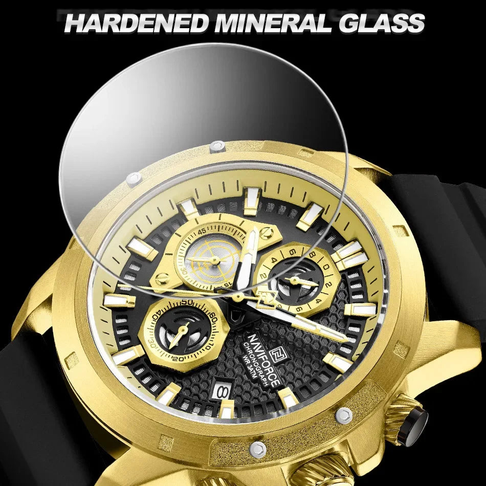NAVIFORCE Brand Luxury Watches Waterproof Silicone Strap Multifunctional Wristwatch Sport Military Calendar Luminous