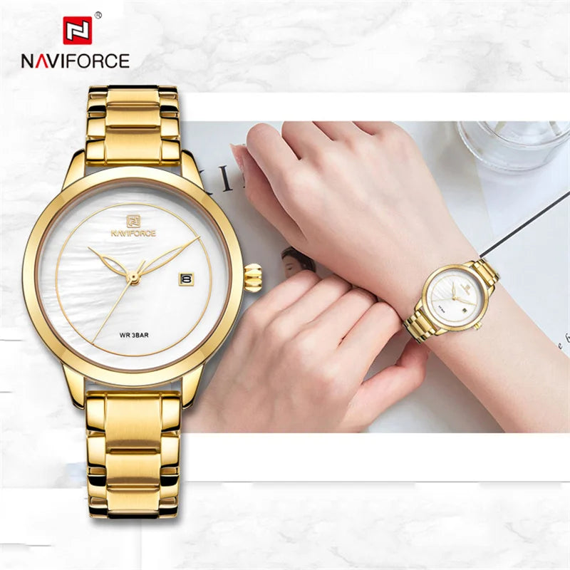 Luxury Brand NAVIFORCE Rose Gold Watches For Women Quartz Wrist watch Fashion Ladies Bracelet