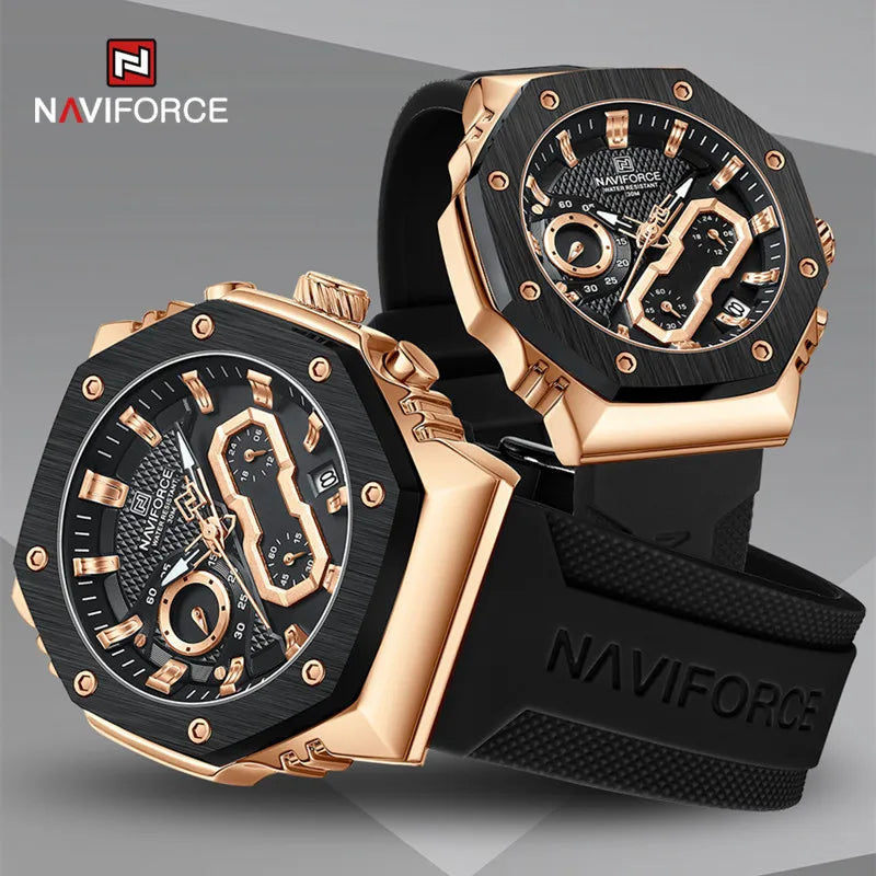 NAVIFORCE Couple Wristwatch Fashion Casual Waterproof Him and Her Quartz Watches Luxury Silicone Strap Luminous Hand Lover Clock