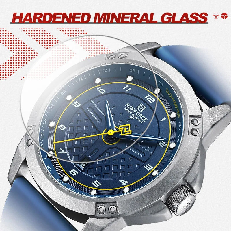 NAVIFORCE Casual Quartz Wristwatch Fashion Waterproof Men's Watches Sport Silicone Strap Male Luminous Clock Relogio Masculino
