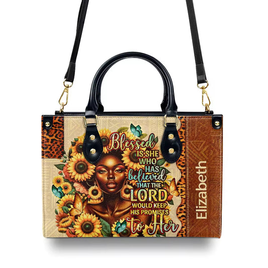 New Fashion Ladies Designer Handbags Black Girl and Sunflower Design Bags Pu Leather Shoulder Handbag for Women Custom