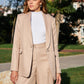 Women Single Breasted Blazer pant plaid Khaki suit