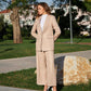 Women Single Breasted Blazer pant plaid Khaki suit