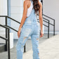 Distressed Denim Overalls with Pockets