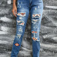 Distressed Straight Jeans with Pockets