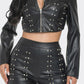 Faux Leather Set With Rhinestone Detail