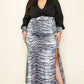 Venecia Solid/zebra V Neck Long Sleeve Belted Maxi Dress