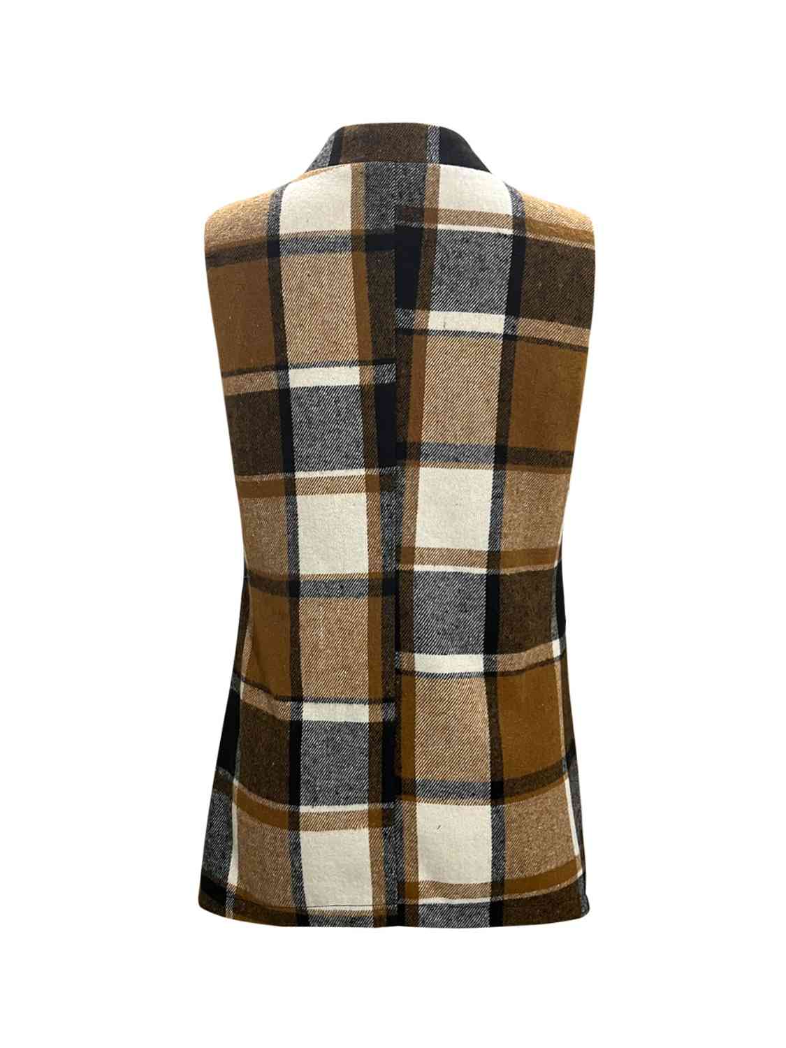 Plaid Open Front Collared Neck Vet